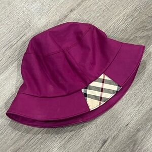 Burberry London Pink Novacheck Bucket Sun Hat Y2K Cotton Blend Lined Hat Cap